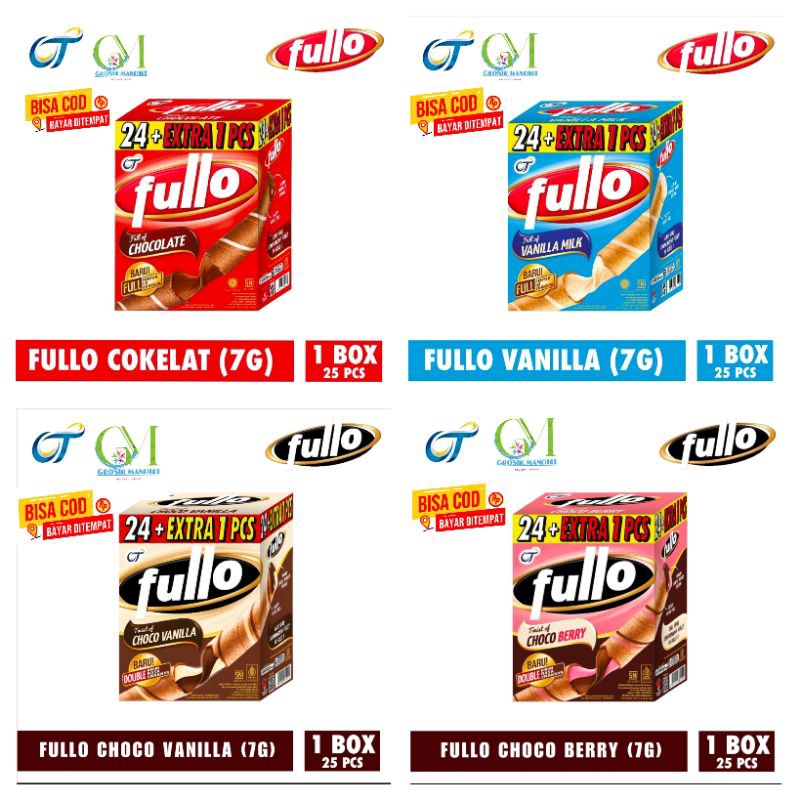 

Fullo Wafer Roll 7g – | Camilan Renyah Isi Krim Lezat - 7Gram_ 1 pak isi 24+1 pcs)
