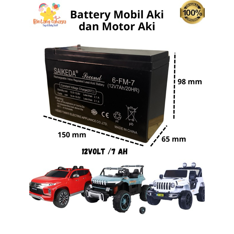 Sparepart Mobil listrik aki anak Motor aki anak 12V/7ah 12 Volt Baterai Aki Mobil Mobilan anak Unive