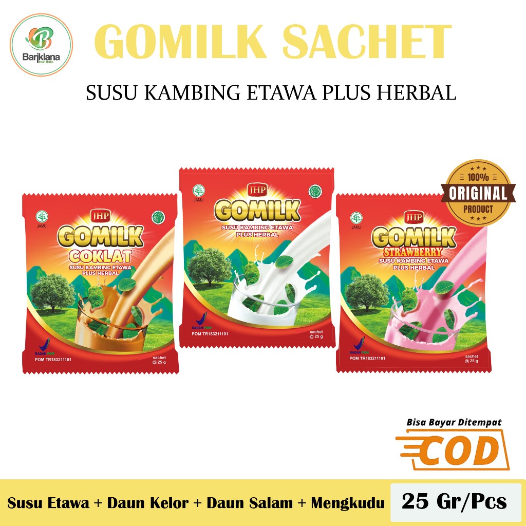 

Gomilk Sachet Susu Kambing Etawa Plus Herbal Original Kemasan 25Gr Untuk Semua Usia