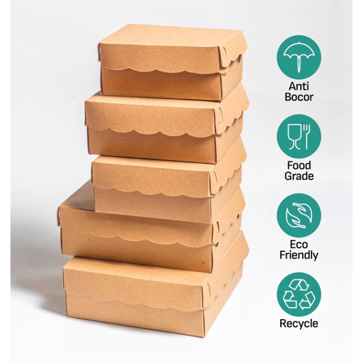 Dos Coklat semua ukuran | Kotak Dus Nasi | Kotak Dus Renda Coklat Non-laminasi