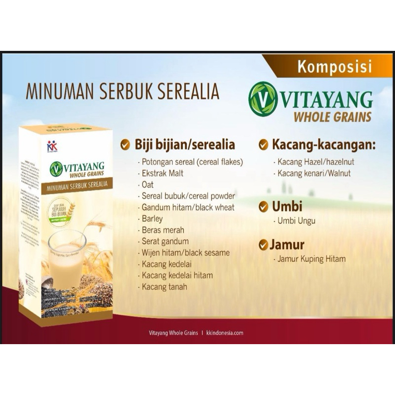 

Vitayang Whole Grains Minuman Sereal diet Sehat alami pengganti makan Original KK Indonesia