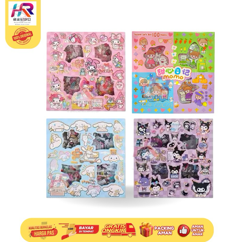 

Sticker MOMO / KUROMI Box Character Cartoon Stiker 2D Box isi 100 Pcs / Lembar Aesthetic Korea SENMU COD
