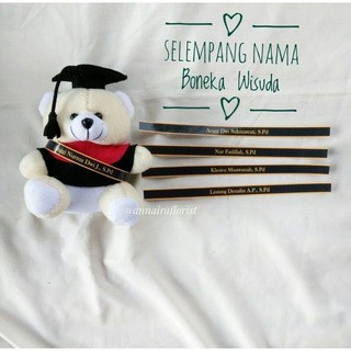 Selempang Wisuda Boneka Beruang isi 10 lembar Bisa Custom Nama Ukuran Dan Warna - Wisuda Kuliah
