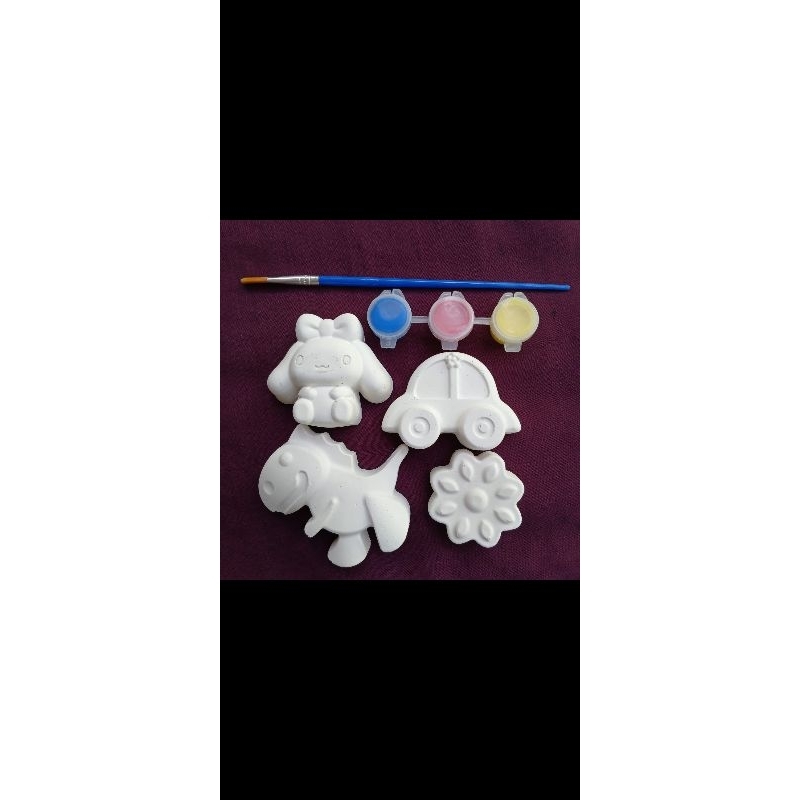 

paket isi 4 patung gypsum gipsum cat dan kuas