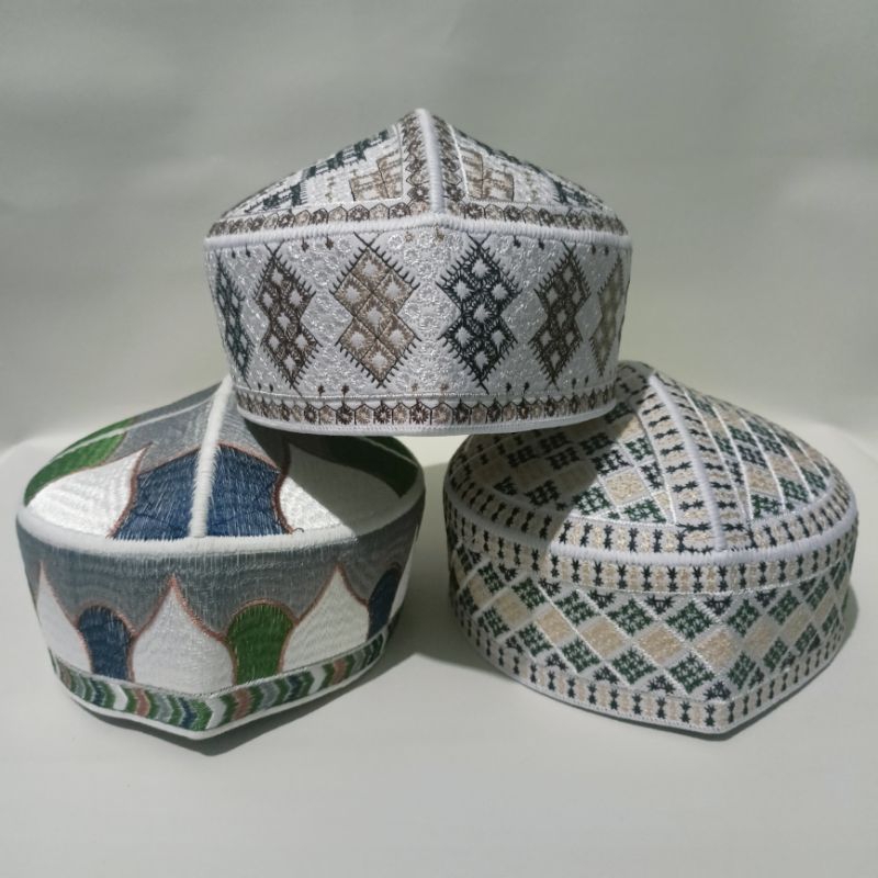 Peci pakistan putih bordir