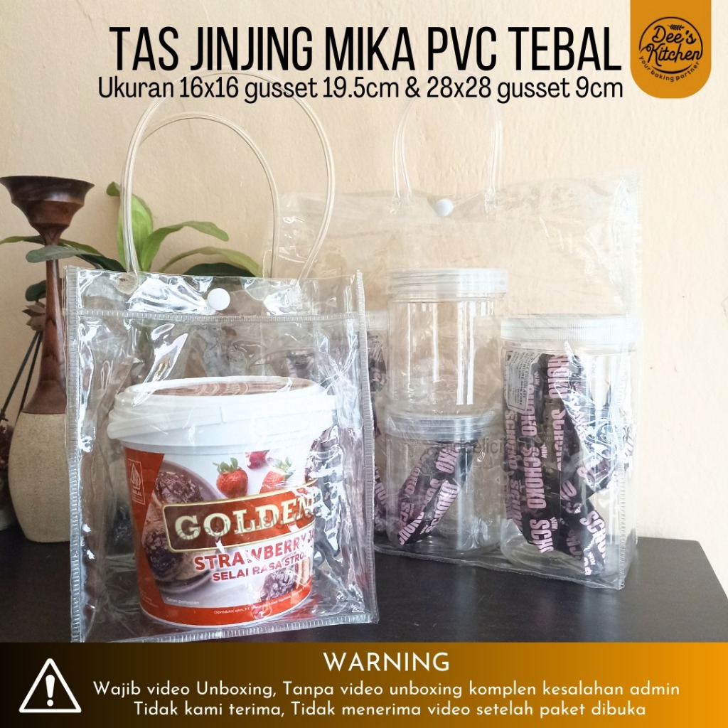 [Satuan] Tas Jinjing PVC Tebal Tas souvernir / hampers bening transparan dengan kancing cetet 2 ukur