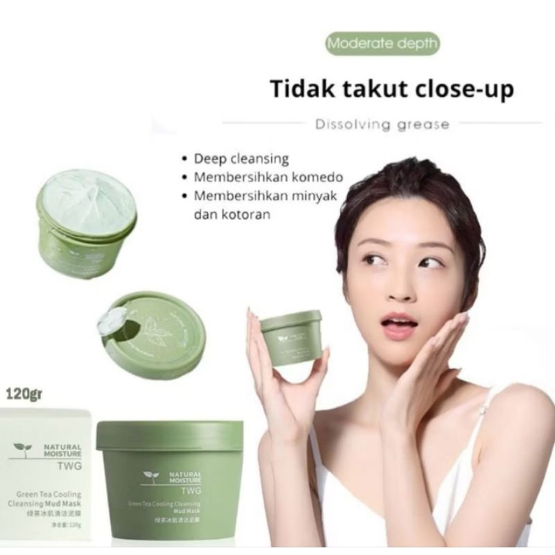 TWG Mud Mask Green Tea Clay Mask Masker Wajah Pore Clean Clay Mask -  120gr