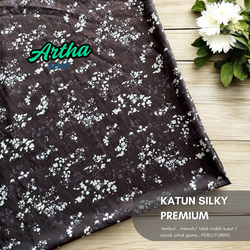 kain katun silky premium motif bunga / kain katun motif bunga