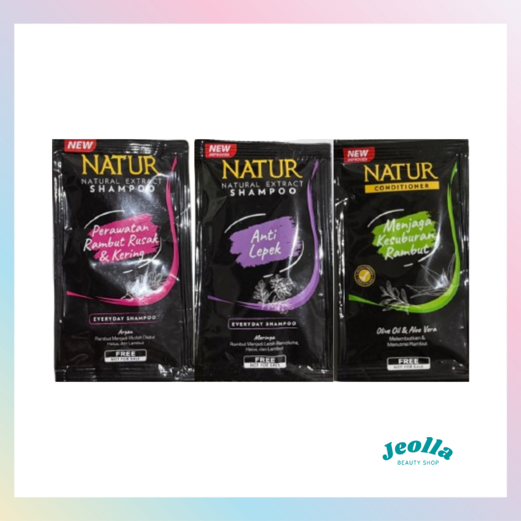 NATUR Natural Extract Hair Shampoo Shampo & Conditioner Kondisioner Rambut 8ml Sachet Trial Travel M