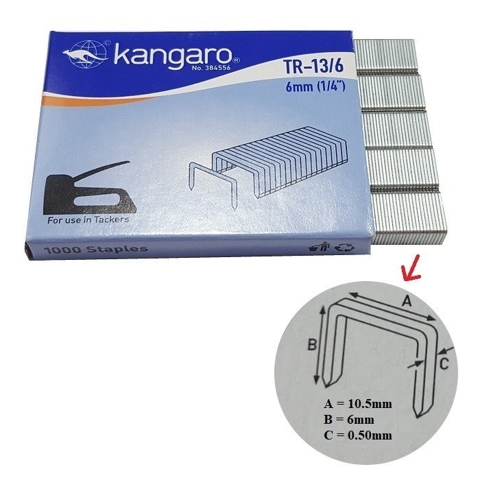 

Isi Staples Tembak TR-13/6 = 6mm (1/4") KANGARO (1 pcs)