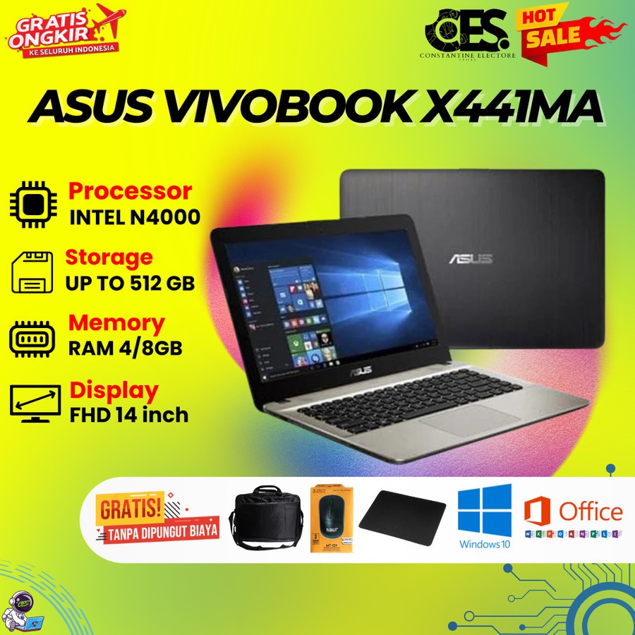 Asus Vivobook X441MA - Intel Celeron N4000 - RAM 8GB - SSD 512GB - DVD - 14 INCH - WINDOWS - OFFICE