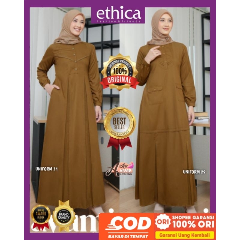 Ethica Uniform 29 Baju Gamis PNS Seragam Pemda - Dress PNS Wanita Hamil - Baju Gamis Pemda - Seragam