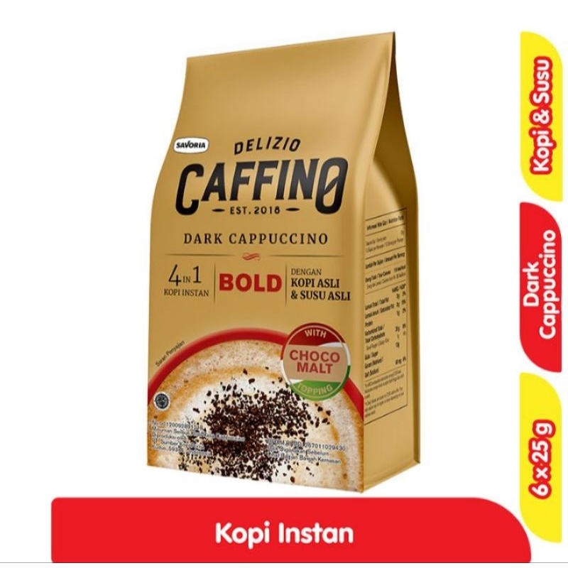 

Caffino kopi instan 4 in 1 dark cappuccino 6 x 25g