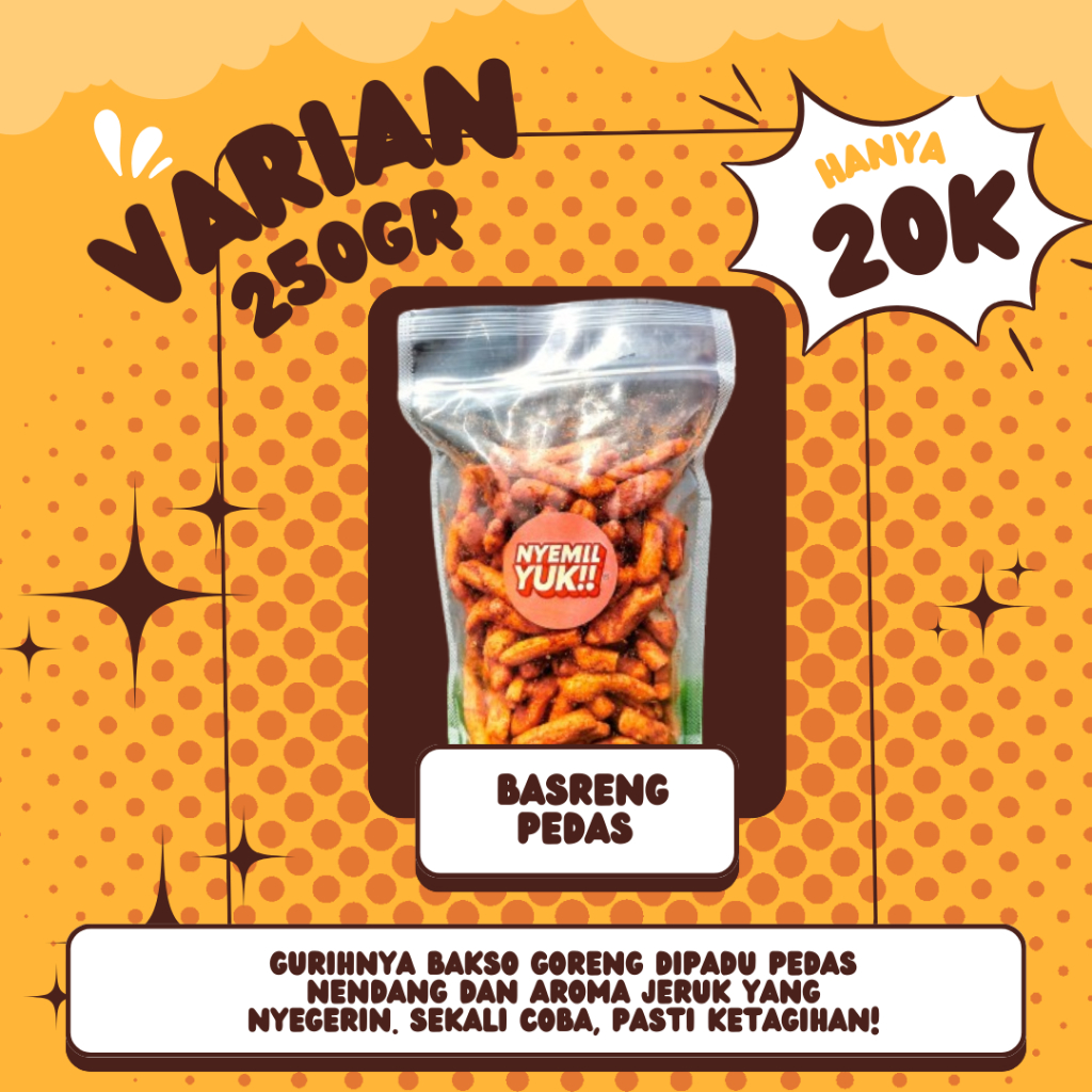

Basreng Pedas Bumbu Daun Jeruk 250gr - Asin, Gurih & Pedas I Nyemil Yuk!!