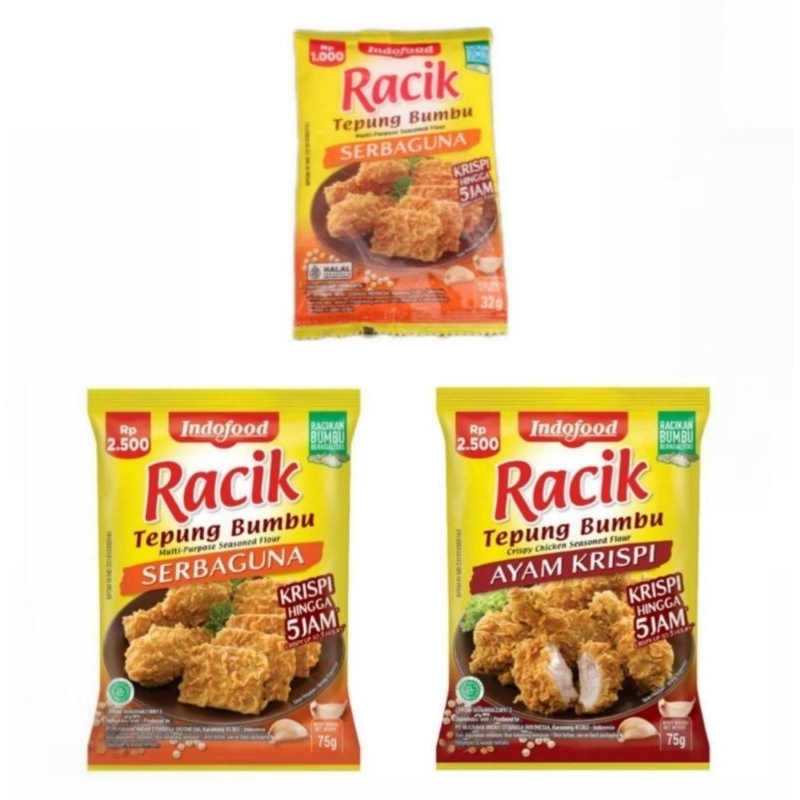 

RACIK TEPUNG BUMBU INSTAN RENTENG isi 10 SACHET SERBAGUNA AYAM KRISPI
