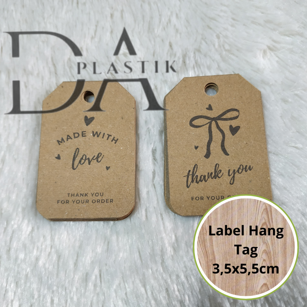 

25Pcs Label Gantung Hang Tag Kraft Coklat 3.5x5.5cm - Thank You | Made with Love