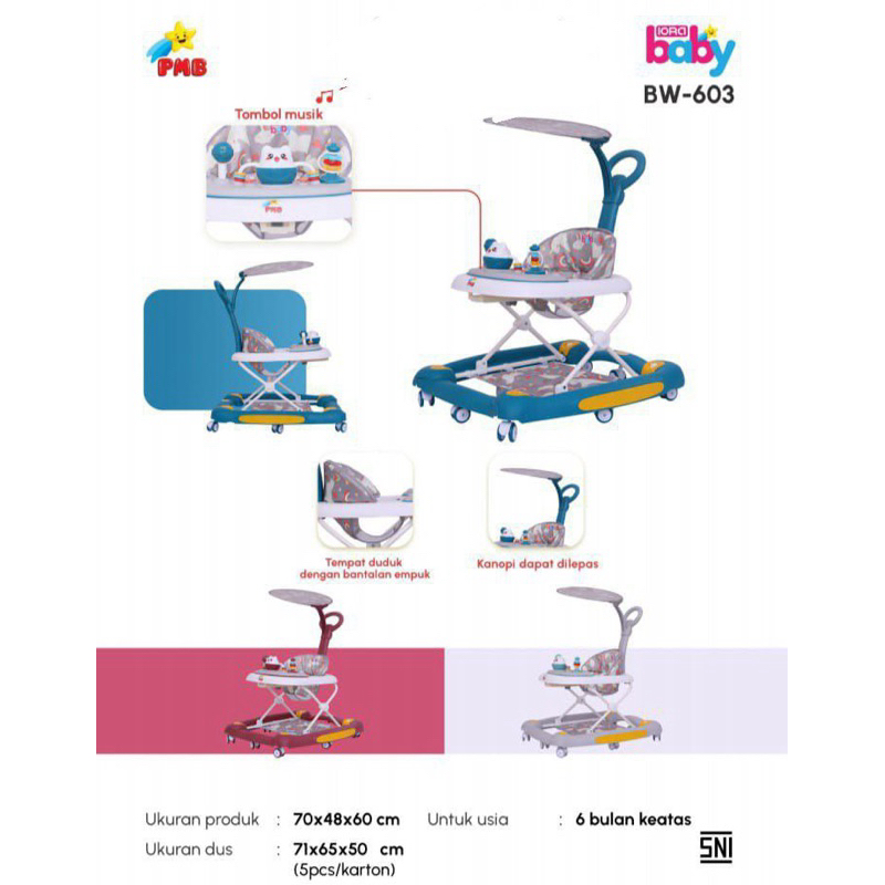 Baby Walker BW-603 / baby walker / alat bantu jalan bayi / walker bayi / belajar jalan bayi / mainan