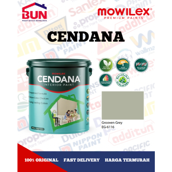 Mowilex Cendana Interior Paint Cat Tembok 25 Kg - GROOVEN GREY (TINTING)