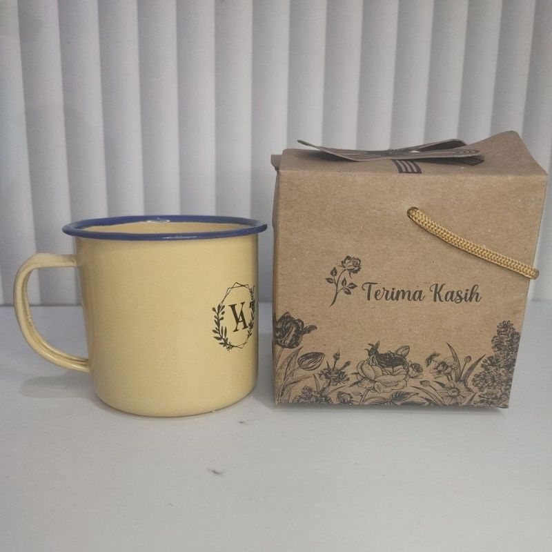 50 pcs PAPER BOX kemasan coklat rustik cangkir Gelas MUG enamel