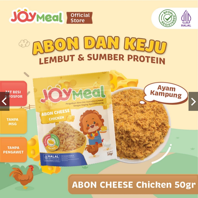 

JoyMeal ABON CHEESE CHICKEN Original 50gr Ayam Kampung dengan Australian Cheddar Cheese