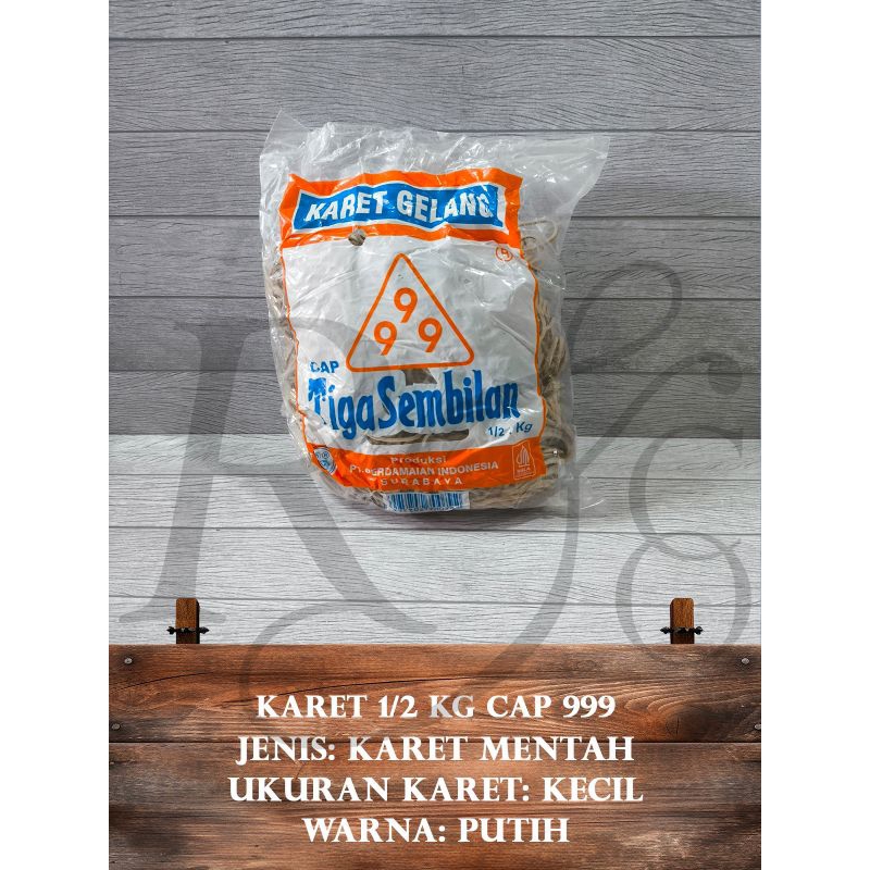 

karet gelang mentah rubber kecil warna putih cap 999 tiga sembilan 1/2 kg 500 gram