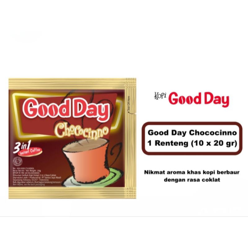 

kopi seduh godday chococino dalam kemasan shaset 1 receng isi 10pcs