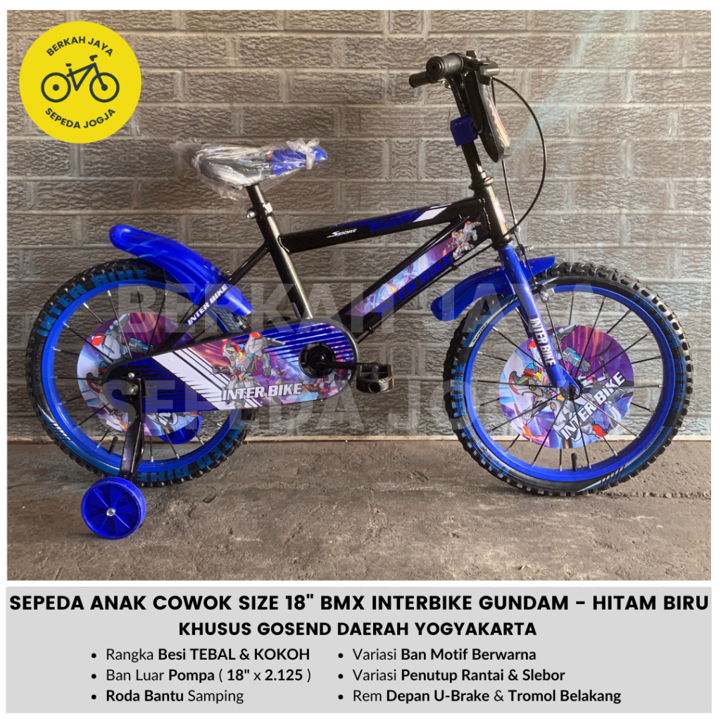 Sepeda Anak Cowok 18 inch BMX Interbike Inter Bike Gundam Ban Pompa