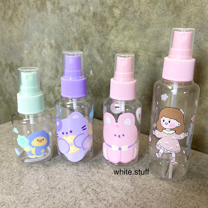 Botol Spray Motif Gambar Karakter Lucu Ukuran 50ml 75ml 100ml Pet Tebal Botol Semprot Parfum Toner T