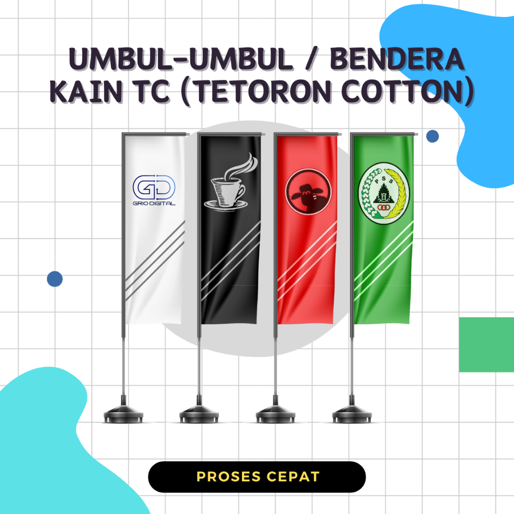 Cetak Print Bendera Umbul-Umbul Banner Rontag Kain Tetoron TC
