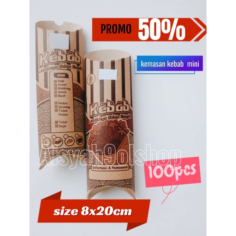 dus kebab coklat mini ( isi 100 )lembar