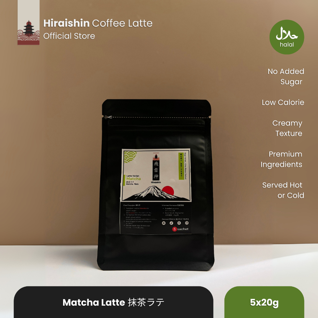 

HIRAISHIN - Matcha Latte Siap Seduh (Tanpa Gula & Rendah Kalori) [5 sachet]