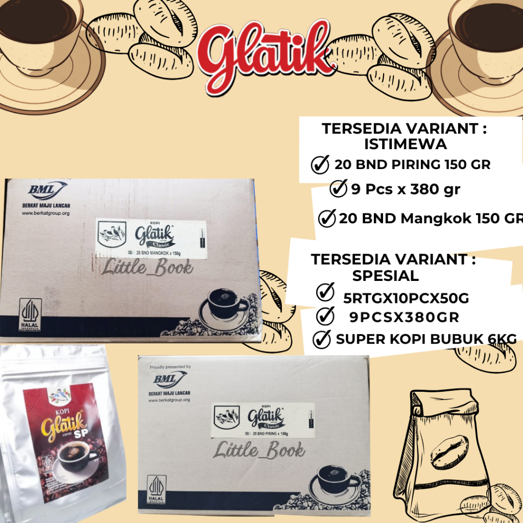 

Kopi Glatik SP 380 gr - 150 gr - 50 gr renteng - 6kg - Tri Manggolo Dento Kemasan Karton