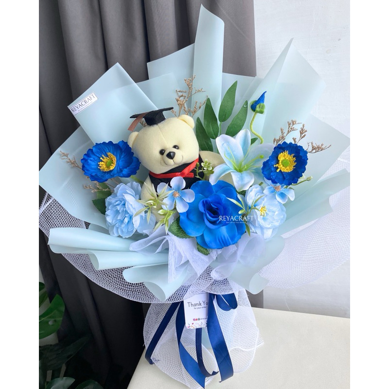 REYACRAFT Buket Bunga Boneka Wisuda | Buket Bunga Putih Setiabudi Bandung | Buket Bunga Biru | Buket