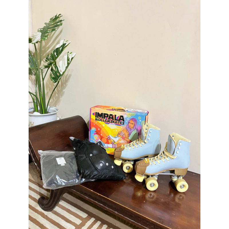 Preloved IMPALA Quad Roller Skate Yellow Blue Sky Women Set