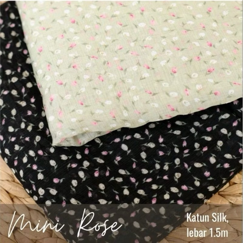 kain katun silky premium motif bunga kecil / kain gamis katun motif bunga / kain mukena