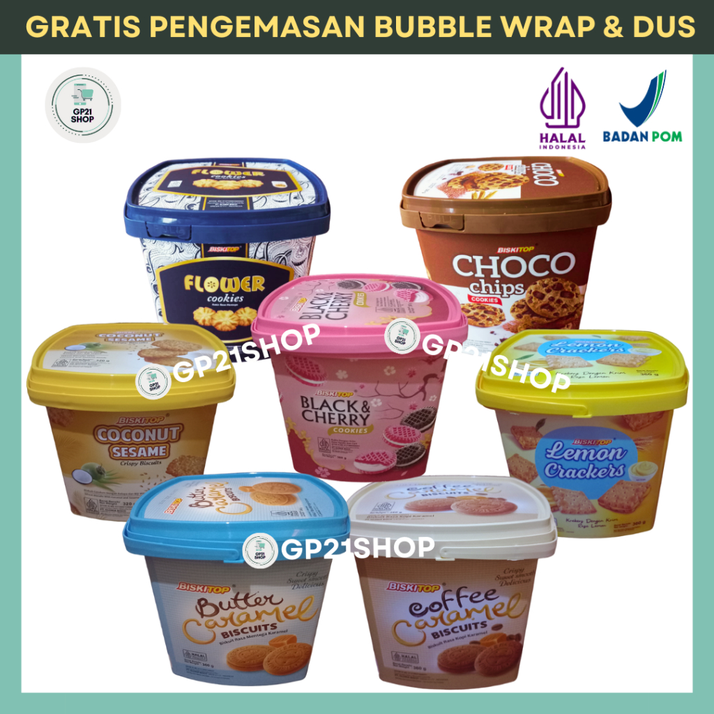 Biskitop Ember Kotak/Timba/Handle PVC 320gr/360gr - Biskuit Lebaran Parcel Hampers