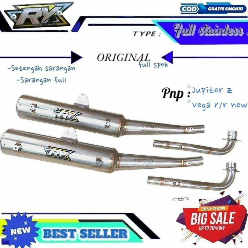 KNALPOT STANDAR RACING RY RACING MUFFLER FULL STAINLESS STELL PNP MOTOR VEGA R VEGA R NEW VEGA ZR JU