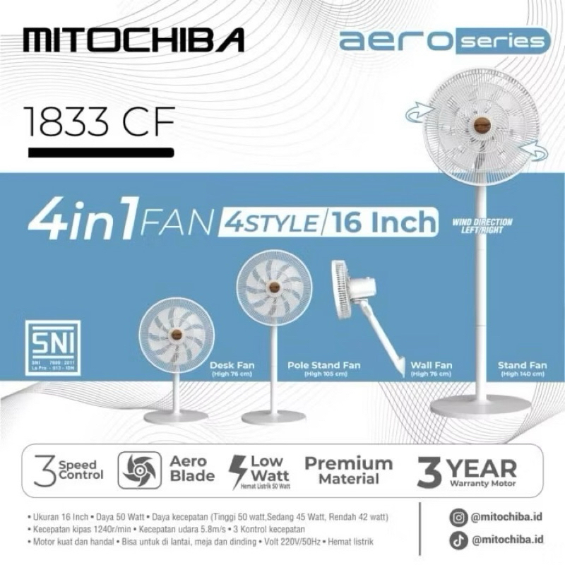 Kipas Angin Mitochiba 1883 CF / Kipas Angin Mitochiba Aero Series 1833