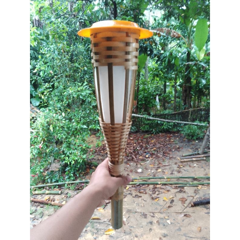 Kap lampu pagar minimalis | Kap lampu taman/ halaman | Kap lampu bambu tanpa kabel dan fitting