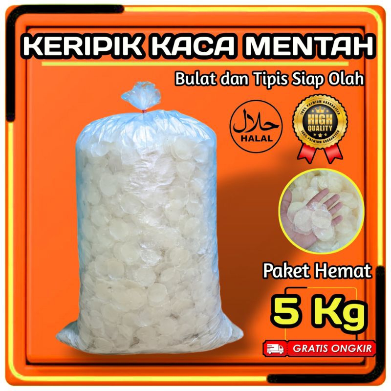 

Promo Keripik Kaca Mentah 5kg Paket Hemat / Kripca mentah / pikca kiloan termurah bulat garing dan tipis siap olah