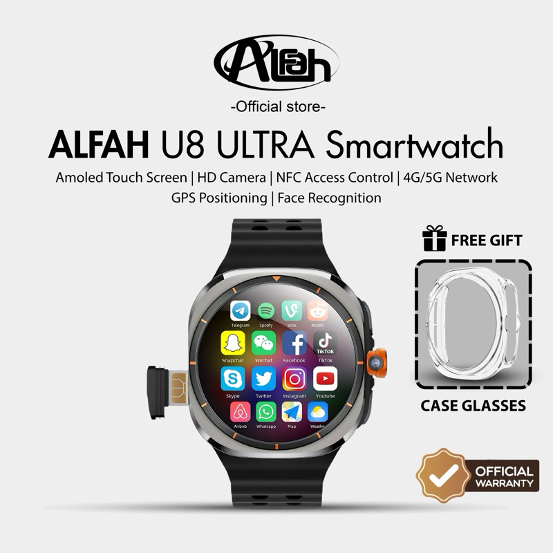 Alfah-U8 Smartwatch 4G smartwatch Simcard pelacak denyut jantung dan fitur penjawab panggilan