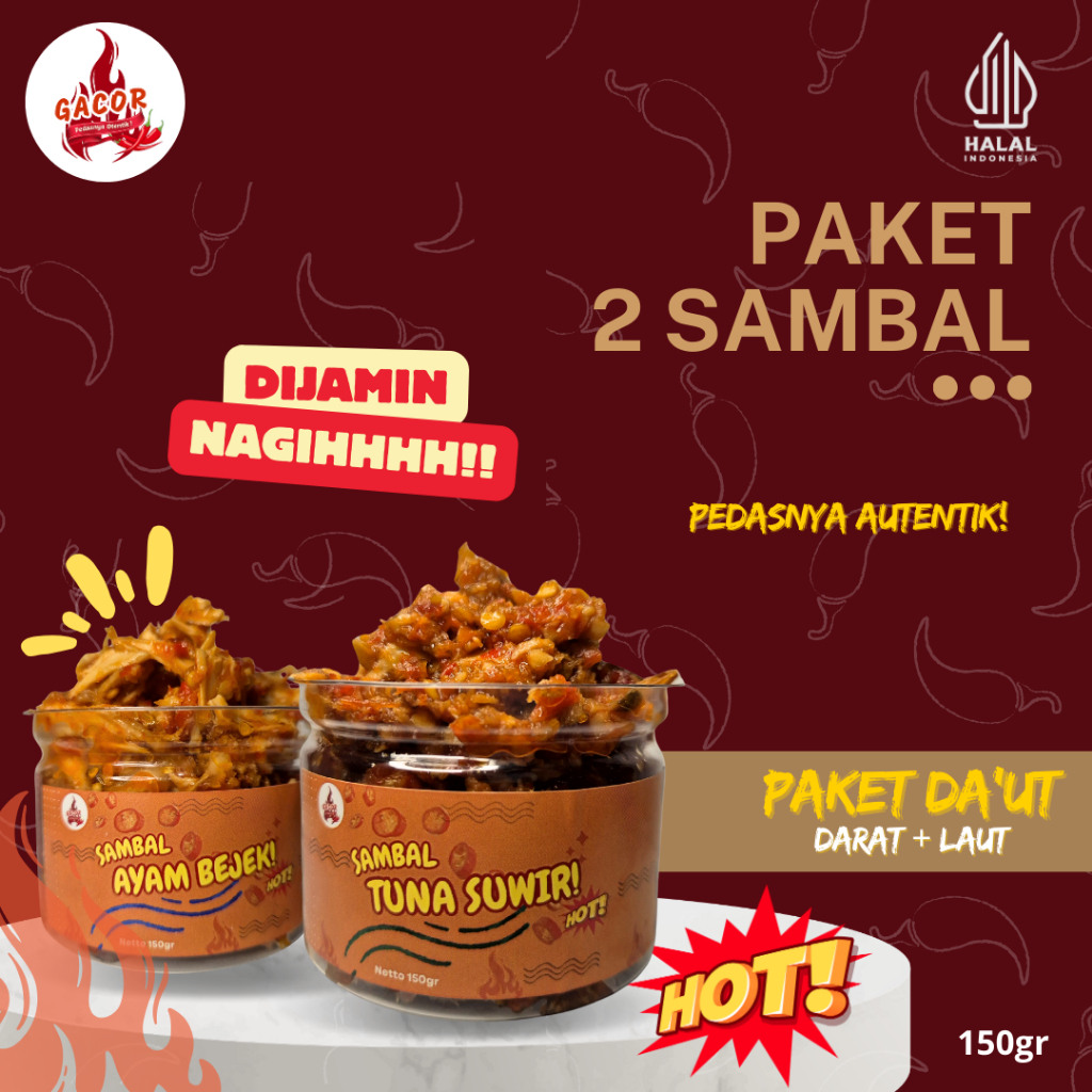 

PAKET 2 SAMBAL - SAMBAL AYAM BEJEK DAN TUNA 150grx2
