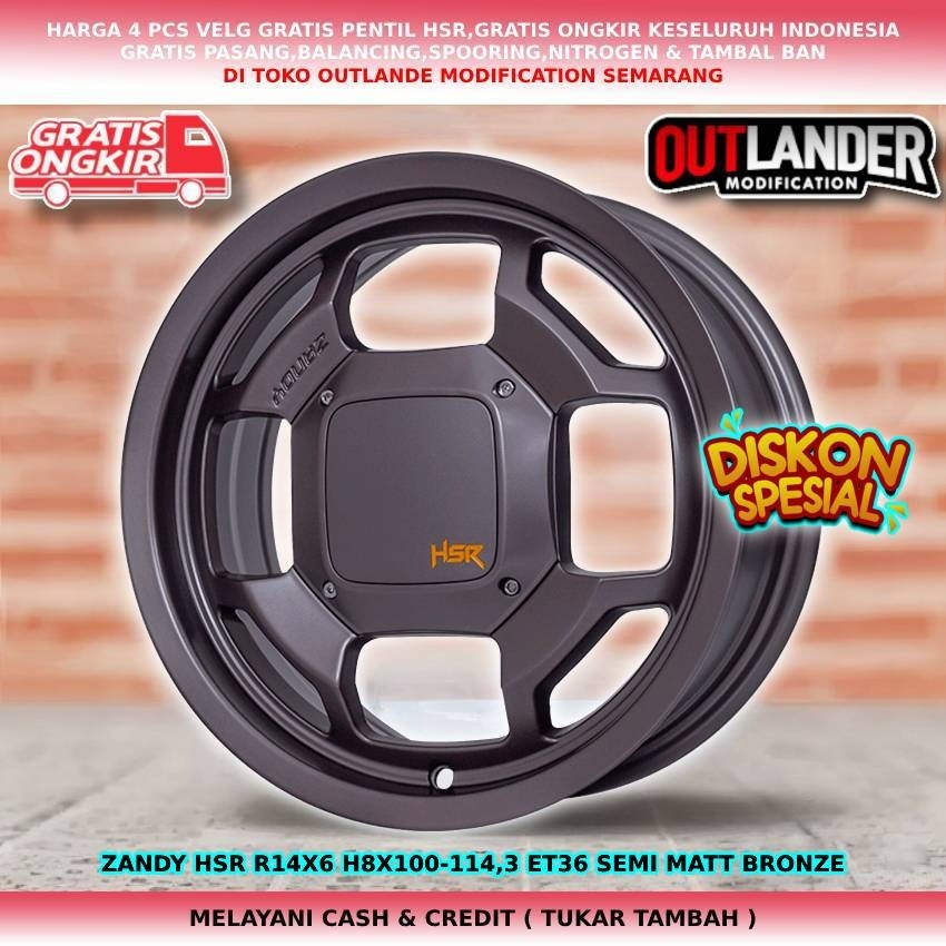 Velg racing mobil Carry| Futura| ride| Visto| Panther| Elantra dll velg hsr zandy R14