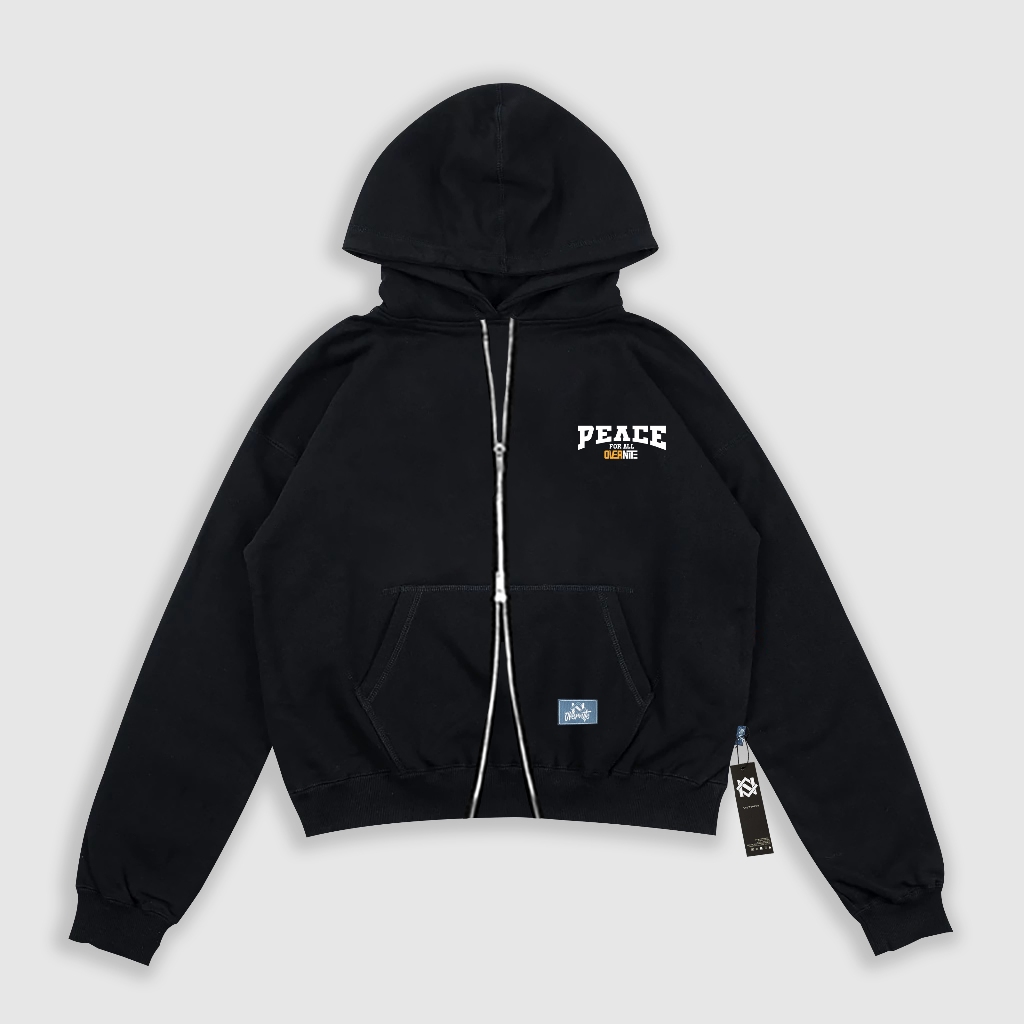 Overnite Hoodie Boxy Double Zipper Peace - Black Boxy Zipper Original
