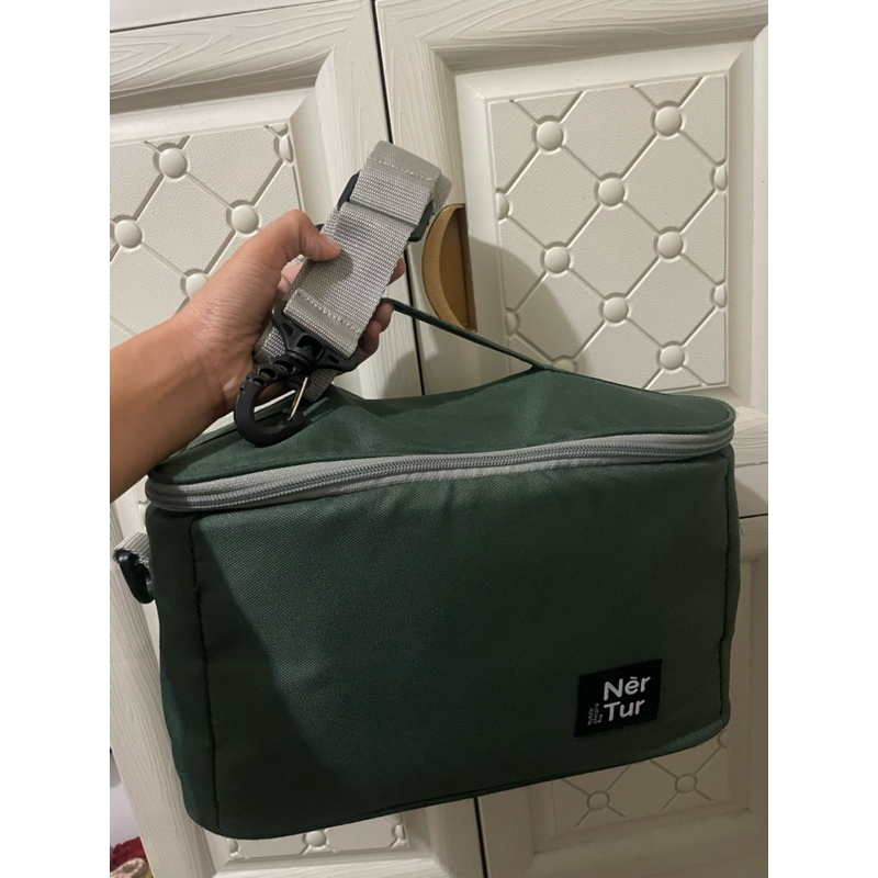 preloved - cooler bag merk Nertur tipe Single Cooler Slim warna hijau army