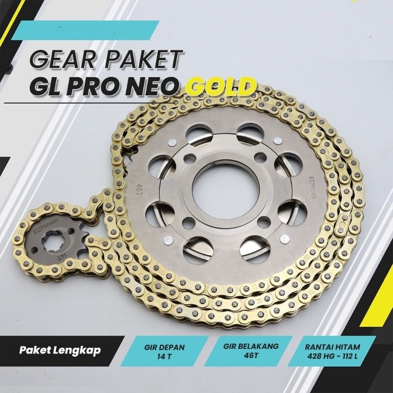 Gear Set GL Pro Max Neotech Gearset 14T 46T 428H 112L Girset Gir Paket Depan Belakang Model SSS Plus