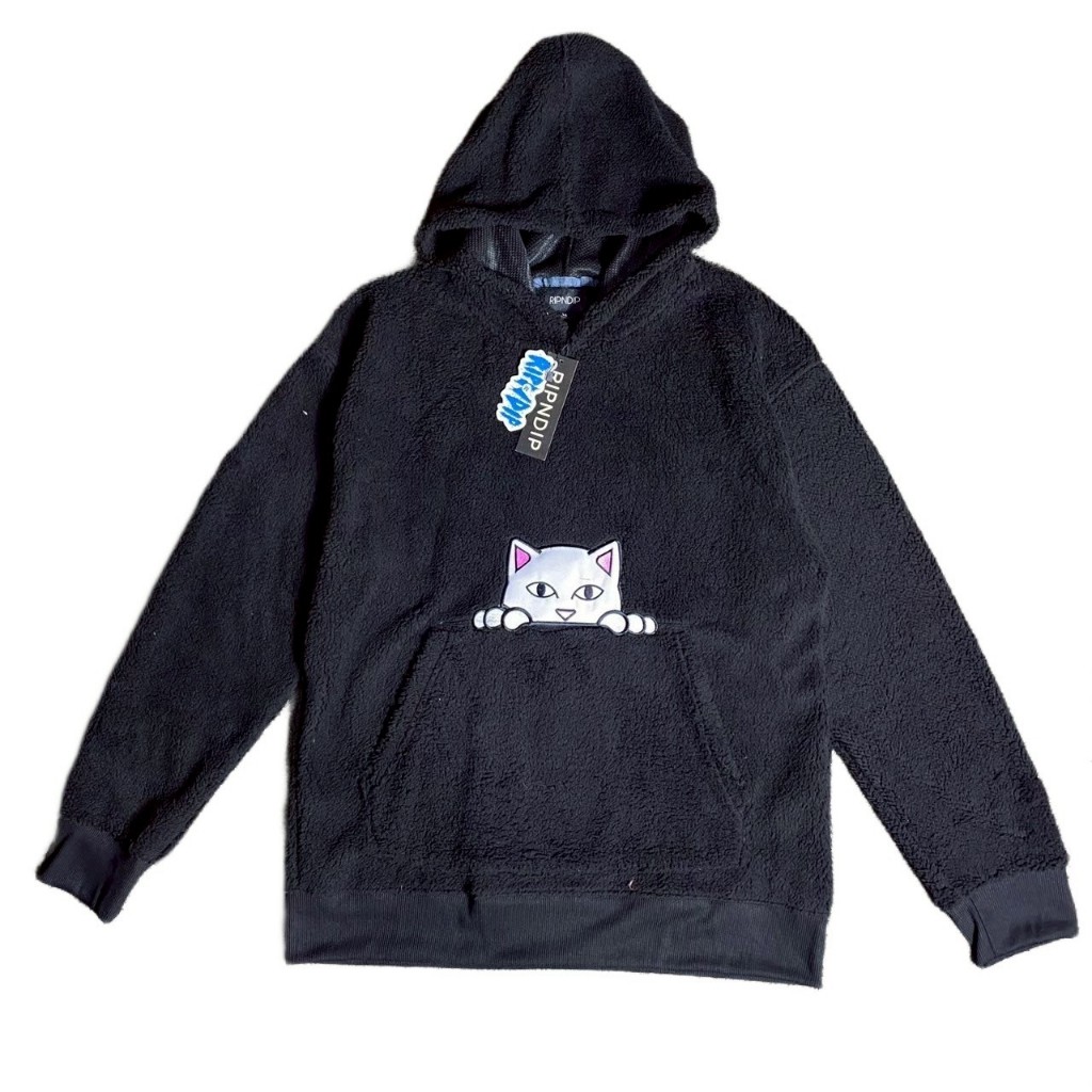 JAKET HOODIE SWEATER SHERPA RIPNDIP INVISIBLE BLACK