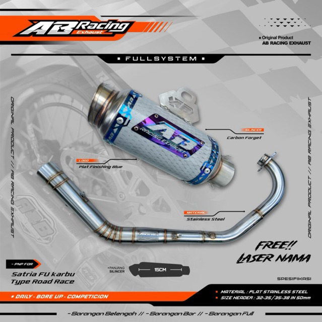 Knalpot satria fu karbu knalpot roadrace fu knalpot racing original produk A&B Racing Exhaust