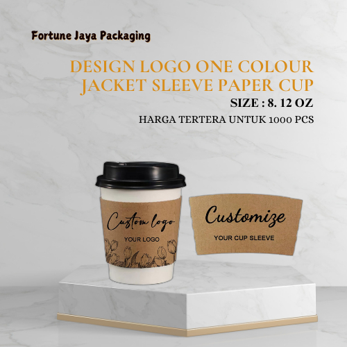 Design / Custom Logo Jacket Sleeve Paper Cup / Desain Logo Sarung jaket gelas kopi 8, 12 oz