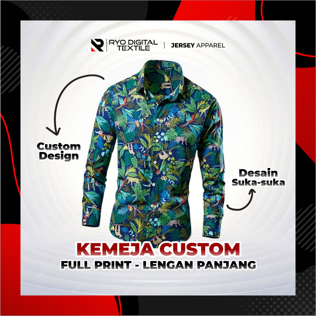 Custom Kemeja Printing Desain Custom - Lengan Panjang